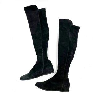 Stuart Weitzman Black Suede Over-the-Knee AllDay Boots Size 8.5, Tall Black Boot